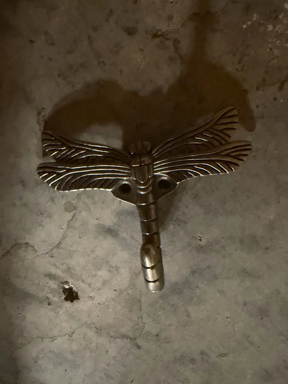 Decorative Dragonfly Wall Hook in Antique Brass